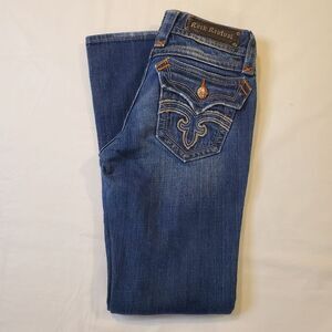 Rock Revival Deborah Boot Cut Jeans Low Rise Medium Wash Flap Pocket Size‎ 28x30